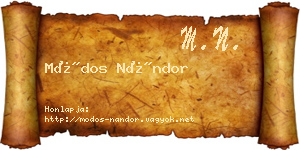 Módos Nándor névjegykártya